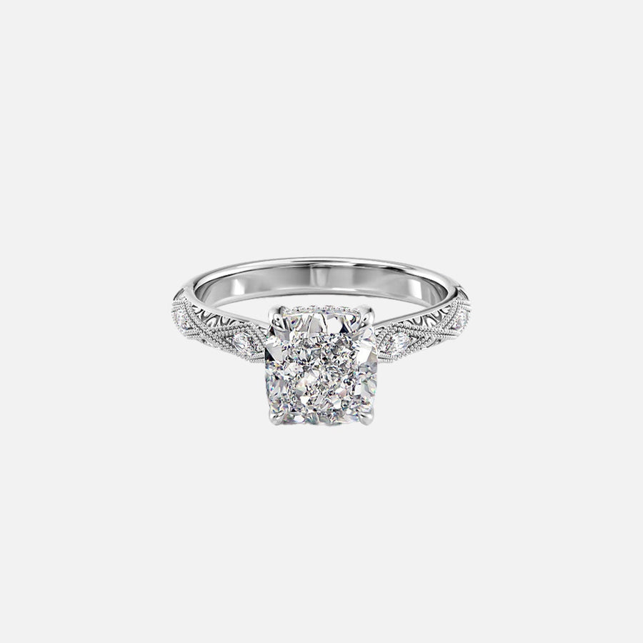  The Claudia Cushion Lab Diamond Ring 18k White Gold 001