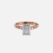  The Claudia Emerald Moissanite Ring 14k Rose Gold 001