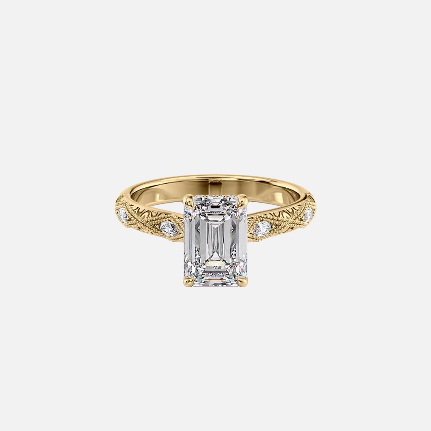 The Claudia Emerald Moissanite Ring 14k Yellow Gold 001
