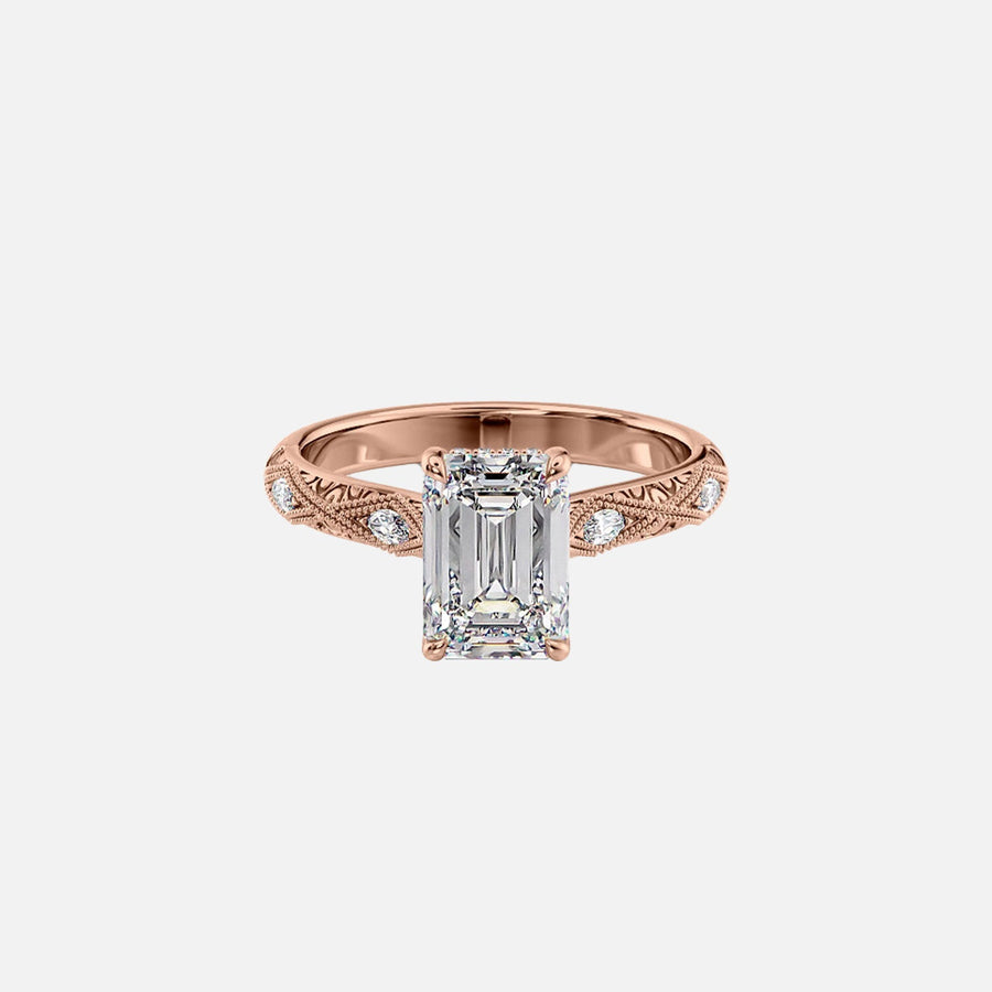  The Claudia Emerald Moissanite Ring 18k Rose Gold 001
