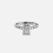  The Claudia Emerald Moissanite Ring 18k White Gold 001