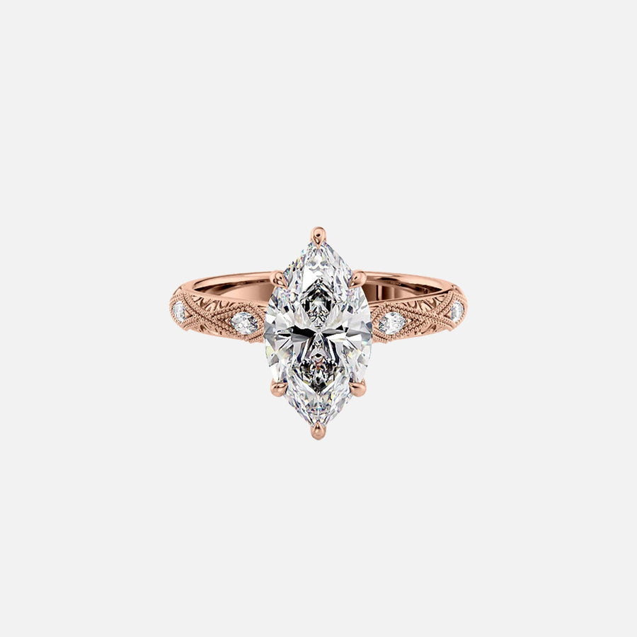  The Claudia Marquise Lab Diamond Ring 14k Rose Gold 001