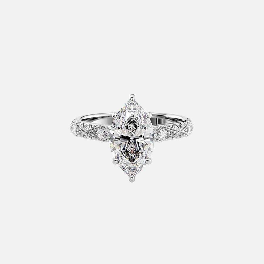  The Claudia Marquise Lab Diamond Ring 14k White Gold 001