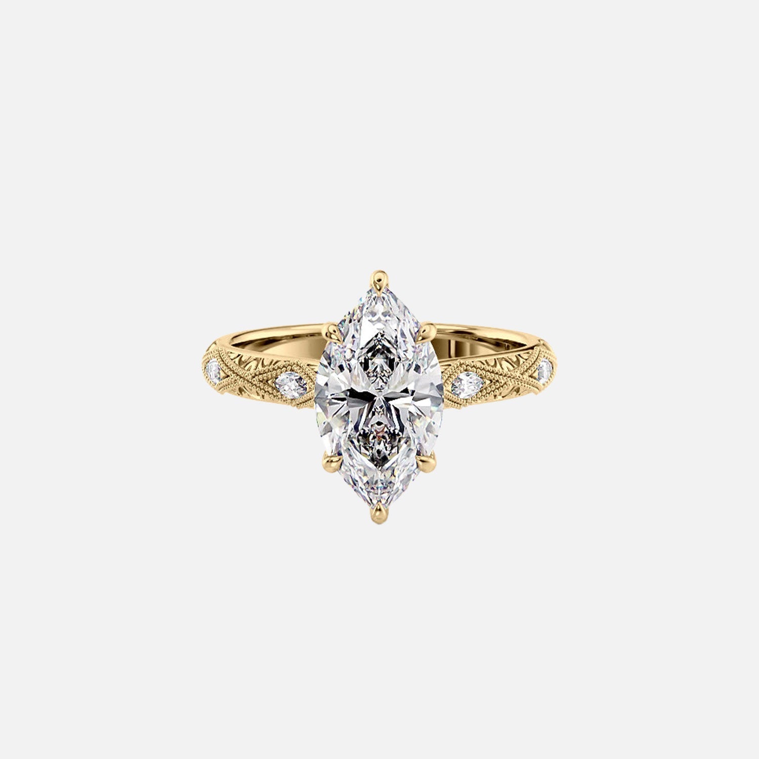The Claudia Marquise Moissanite Ring 14k Yellow Gold 001