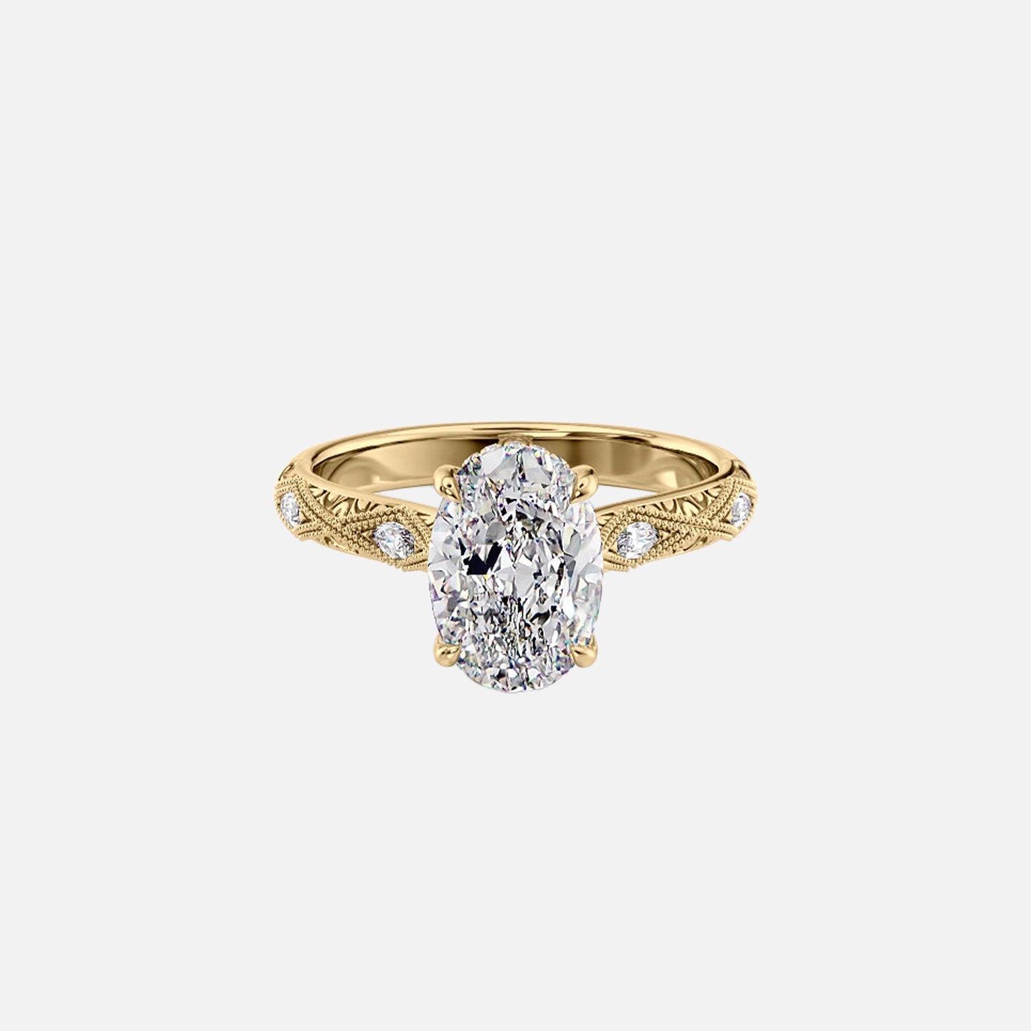 The Claudia Oval Moissanite Ring 14k Yellow Gold 001
