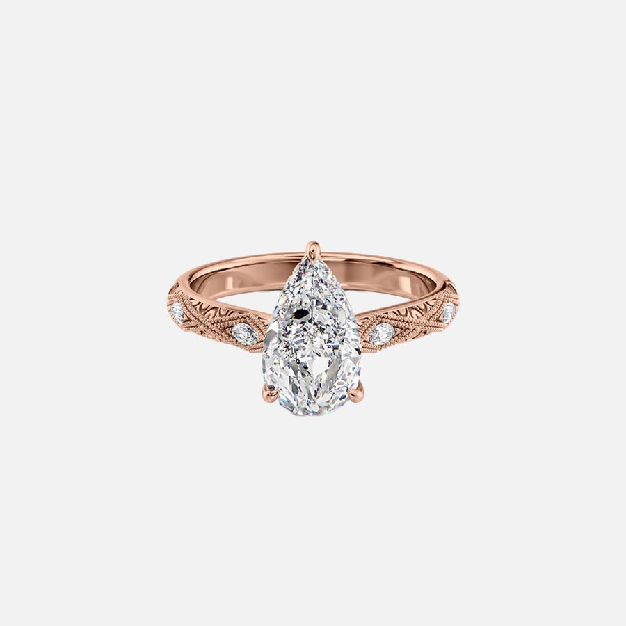  The Claudia Pear Lab Diamond Ring 14k Rose Gold 001