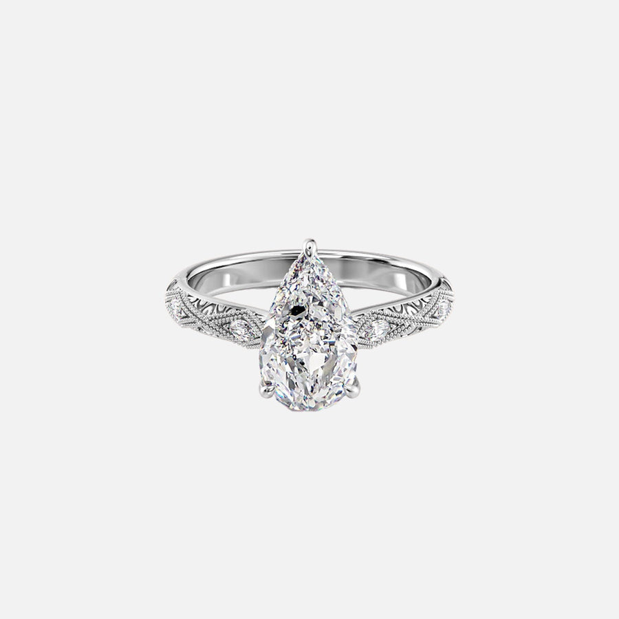  The Claudia Pear Lab Diamond Ring 14k White Gold 001