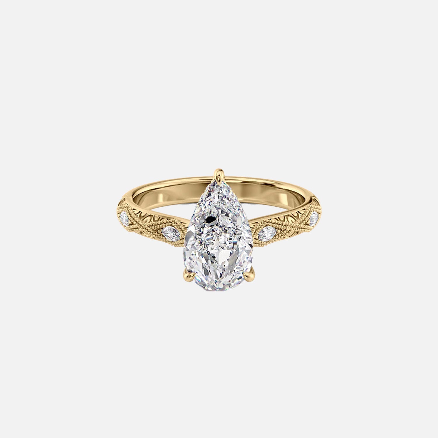 The Claudia Pear Lab Diamond Ring 14k Yellow Gold 001