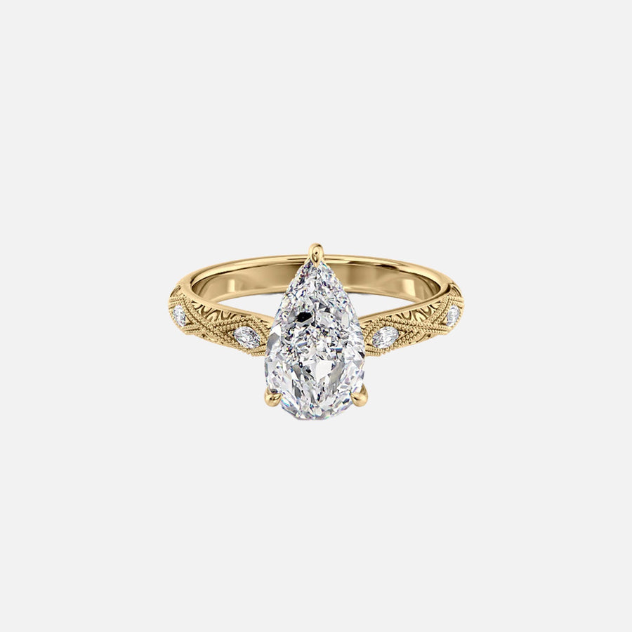 The Claudia Pear Lab Diamond Ring 14k Yellow Gold 001