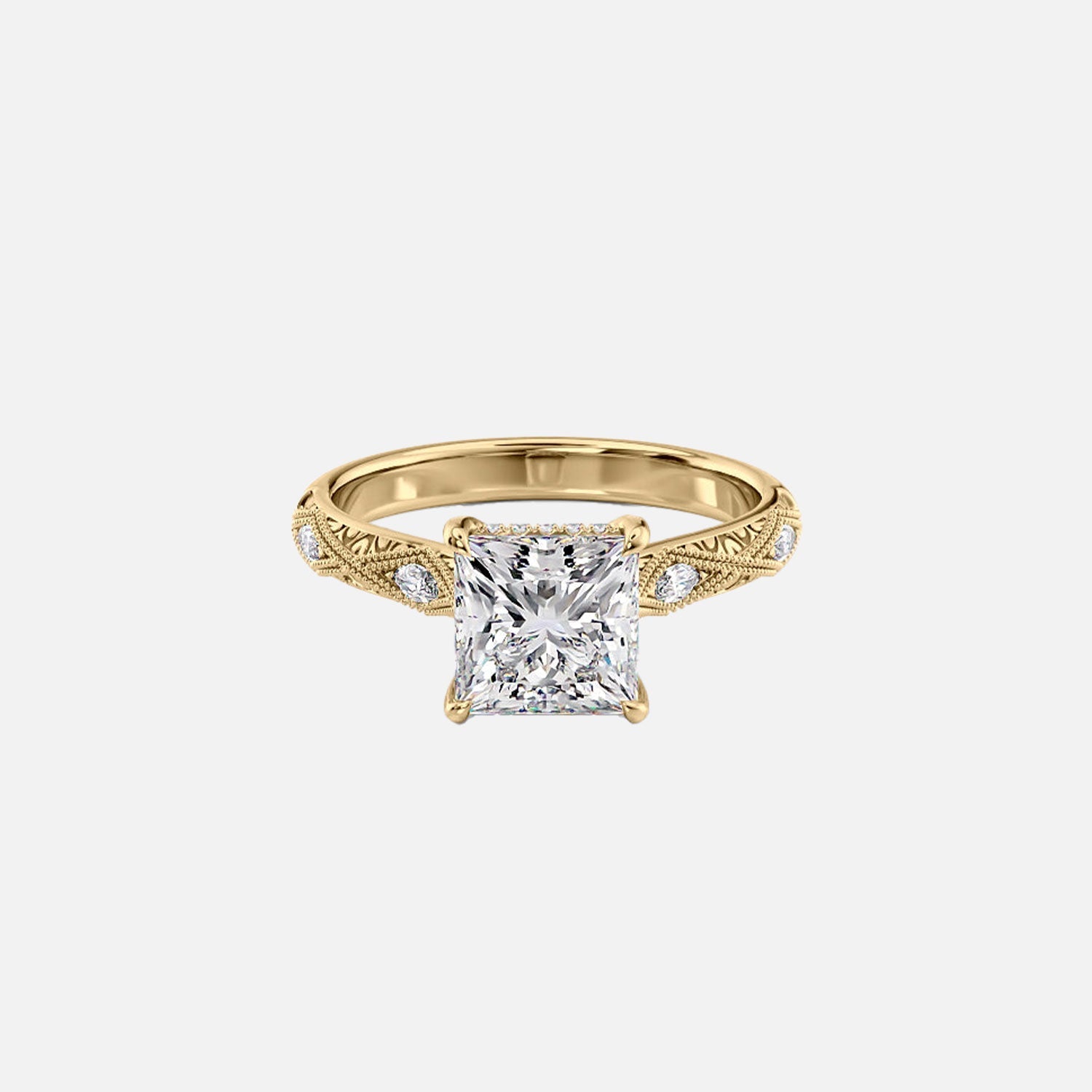The Claudia Princess Lab Diamond Ring 14k Yellow Gold 001