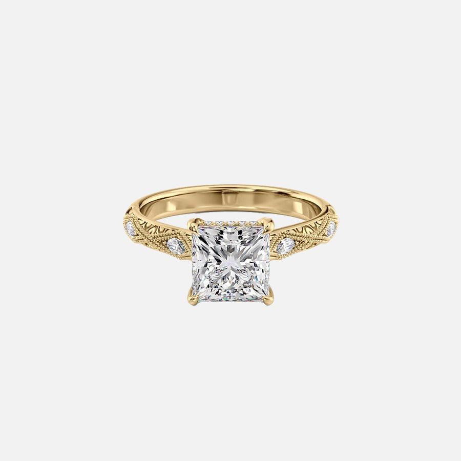 The Claudia Princess Moissanite Ring 14k Yellow Gold 001