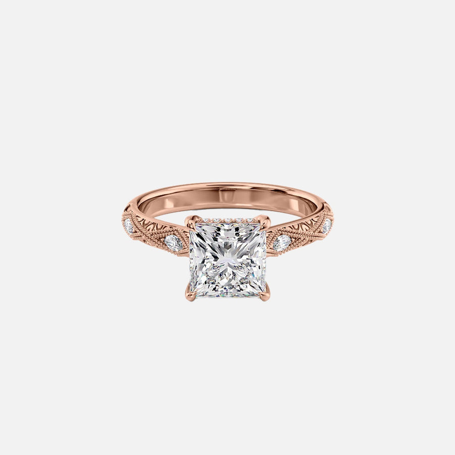  The Claudia Princess Moissanite Ring 18k Rose Gold 001