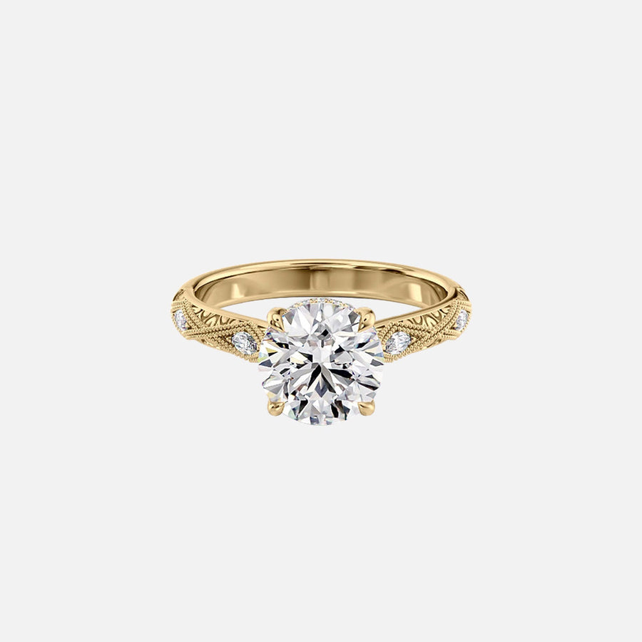 The Claudia Round Lab Diamond Ring 14k Yellow Gold 001