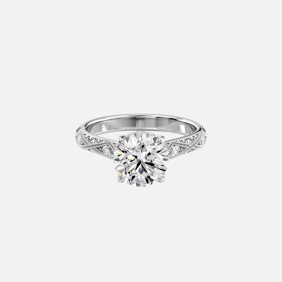 The Claudia Round Moissanite Ring 18k White Gold 001