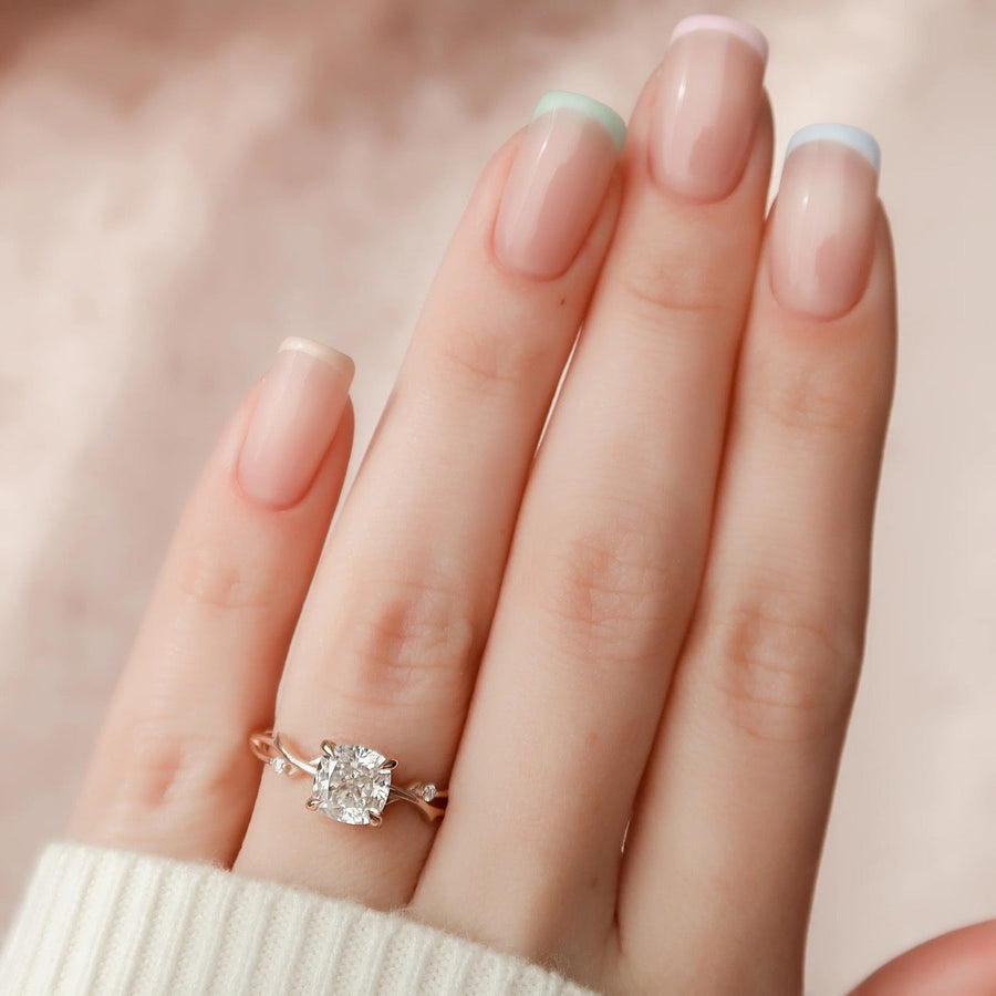 The Coco Cushion Side Stone Moissanite Ring - KNT - Engagement Rings, Wedding Bands & Fine Jewelry
