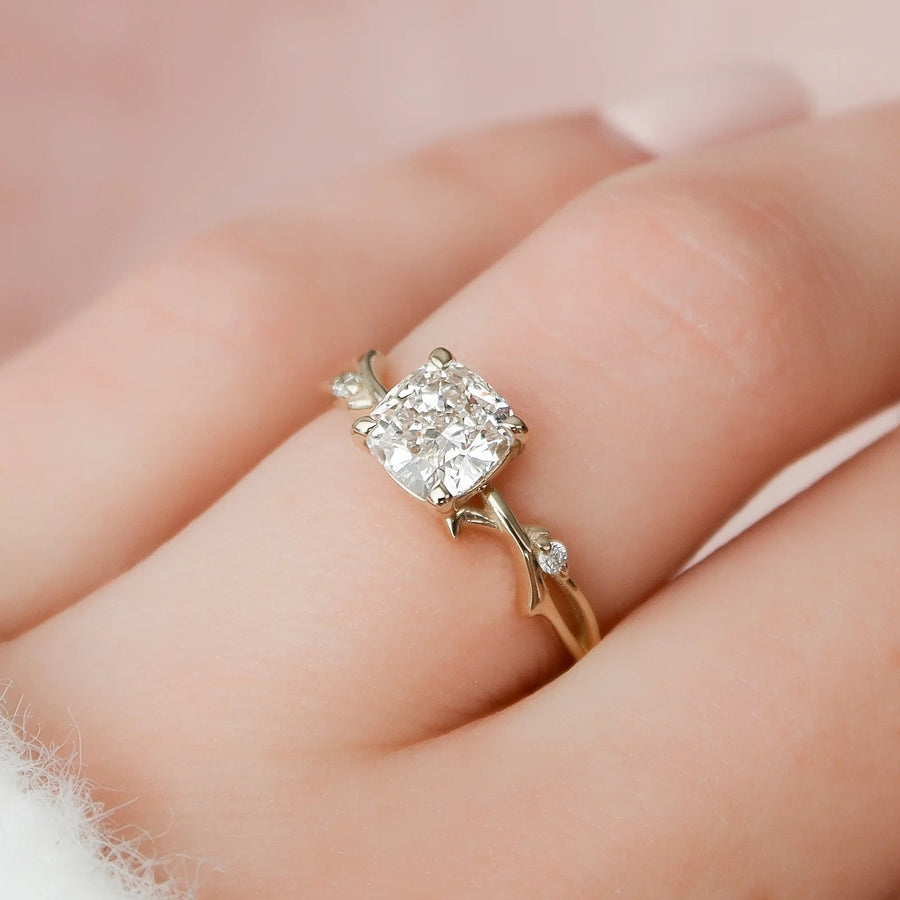 The Coco Cushion Side Stone Moissanite Ring - KNT - Engagement Rings, Wedding Bands & Fine Jewelry