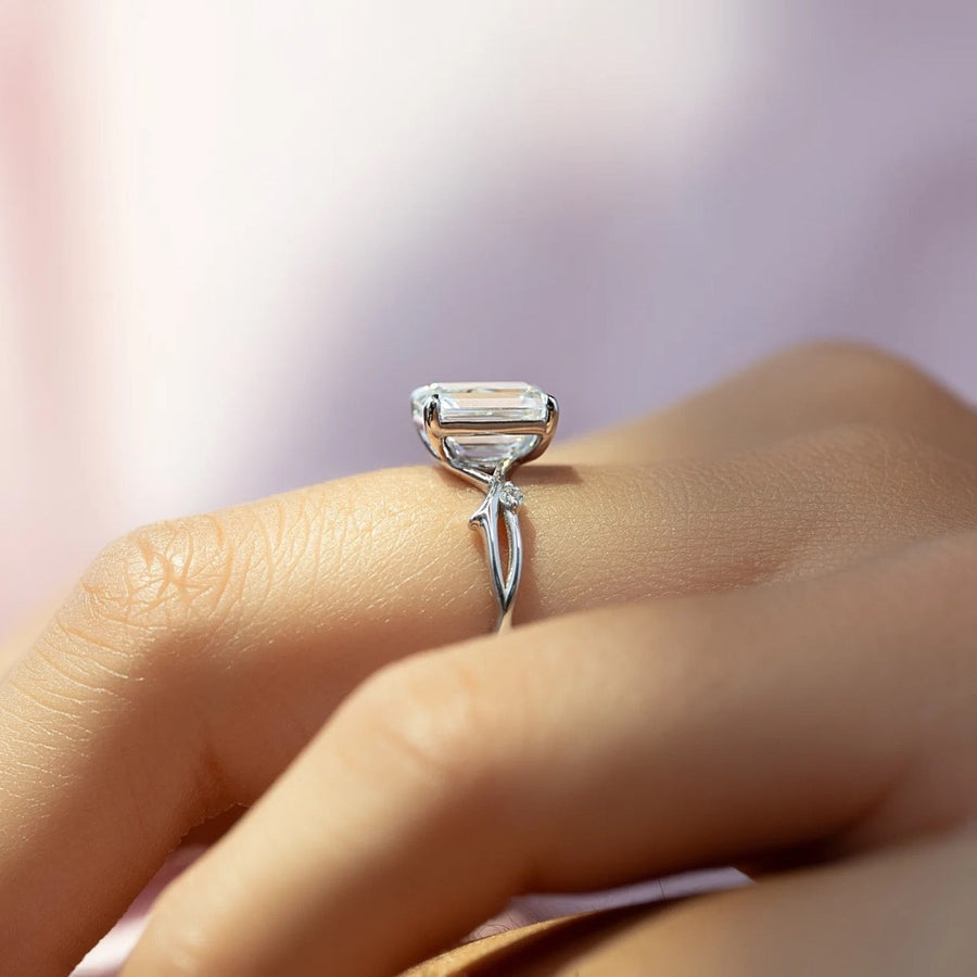 The Coco Emerald Side Stone Moissanite Ring - KNT - Engagement Rings, Wedding Bands & Fine Jewelry