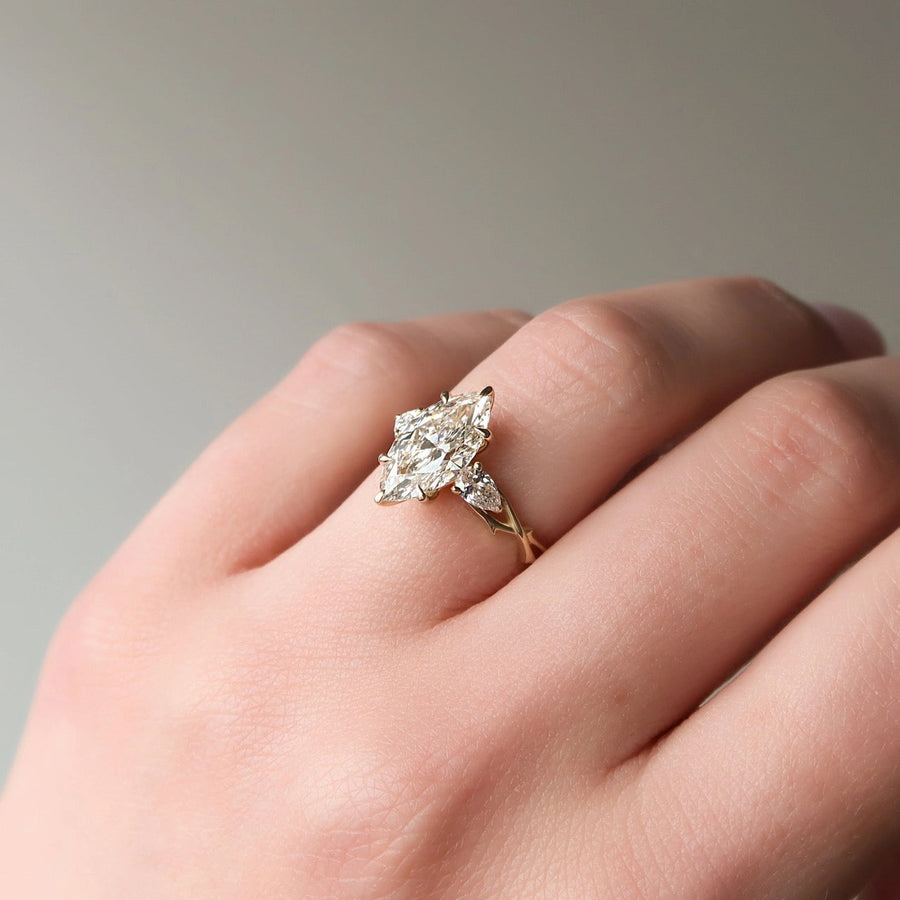 The Coco Marquise Three Stone Moissanite Ring - KNT - Engagement Rings, Wedding Bands & Fine Jewelry
