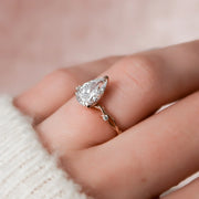 The Coco Pear Side Stone Moissanite Ring - KNT - Engagement Rings, Wedding Bands & Fine Jewelry