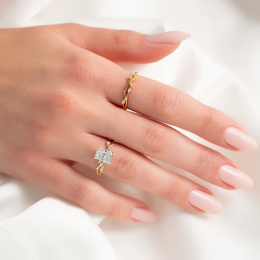 The Coco Radiant Side Stone Moissanite Ring - KNT - Engagement Rings, Wedding Bands & Fine Jewelry