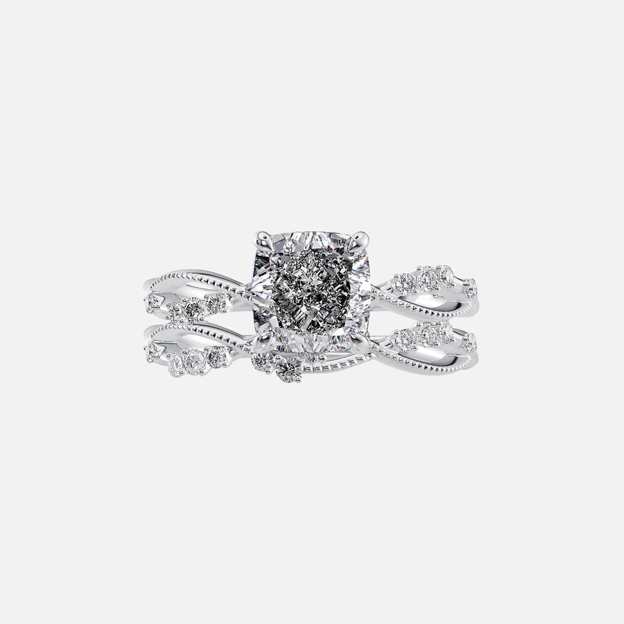  The Daisy Cushion Lab Diamond Ring 14k White Gold 003
