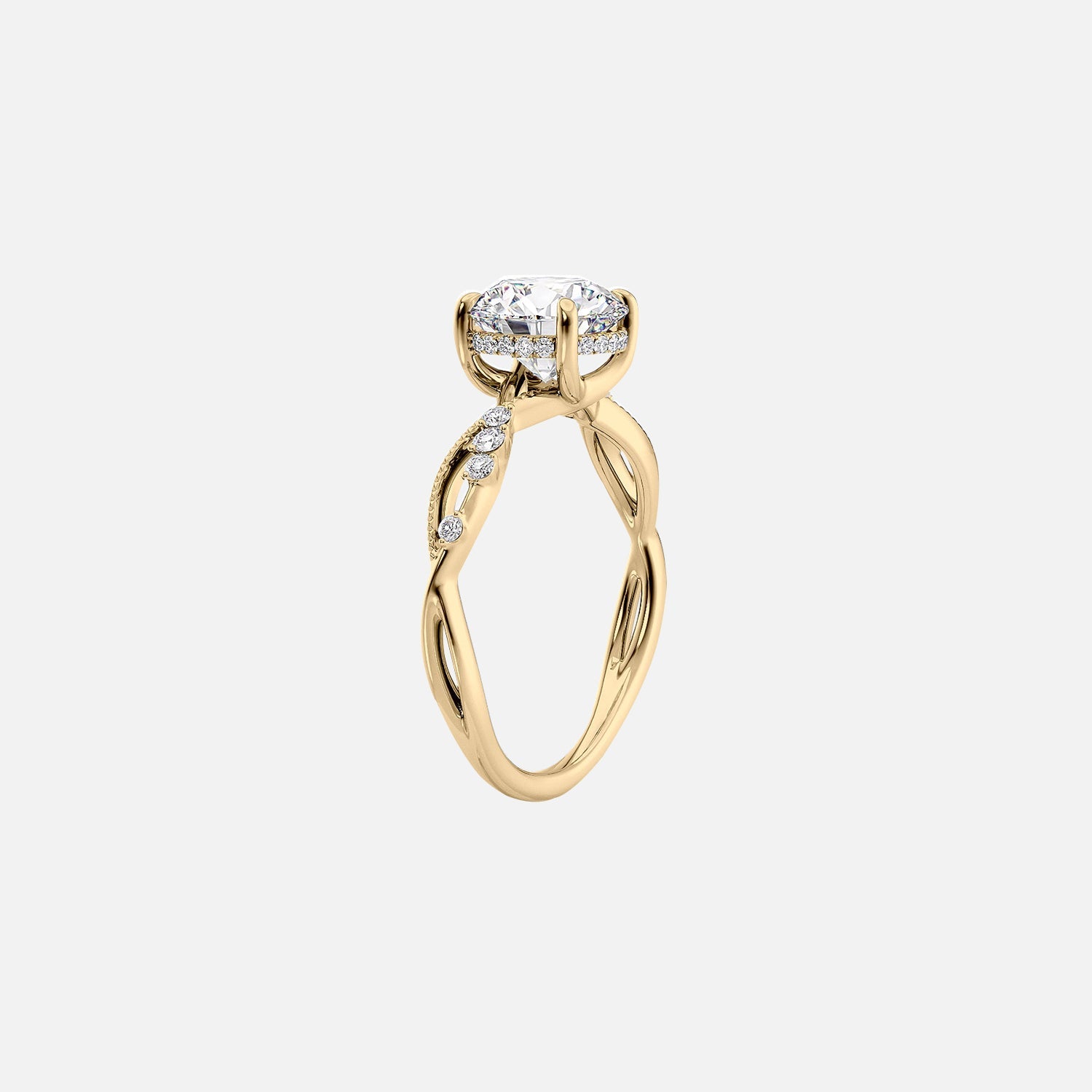  The Daisy Cushion Lab Diamond Ring 14k Yellow Gold 002