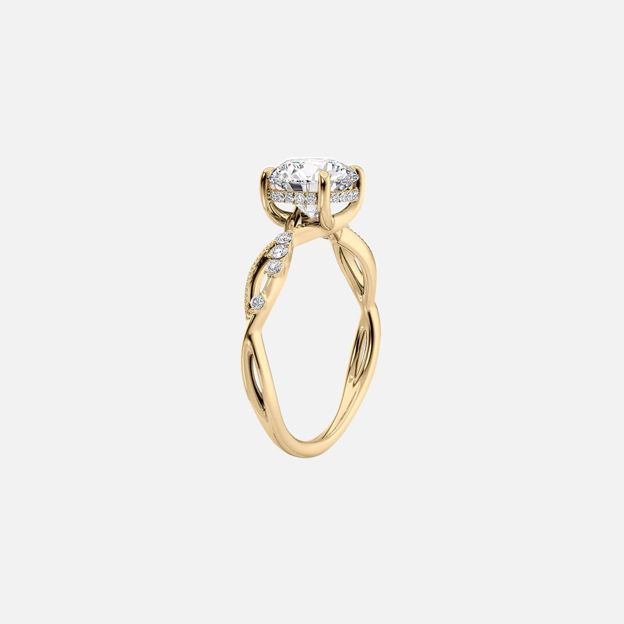  The Daisy Cushion Lab Diamond Ring 14k Yellow Gold 002