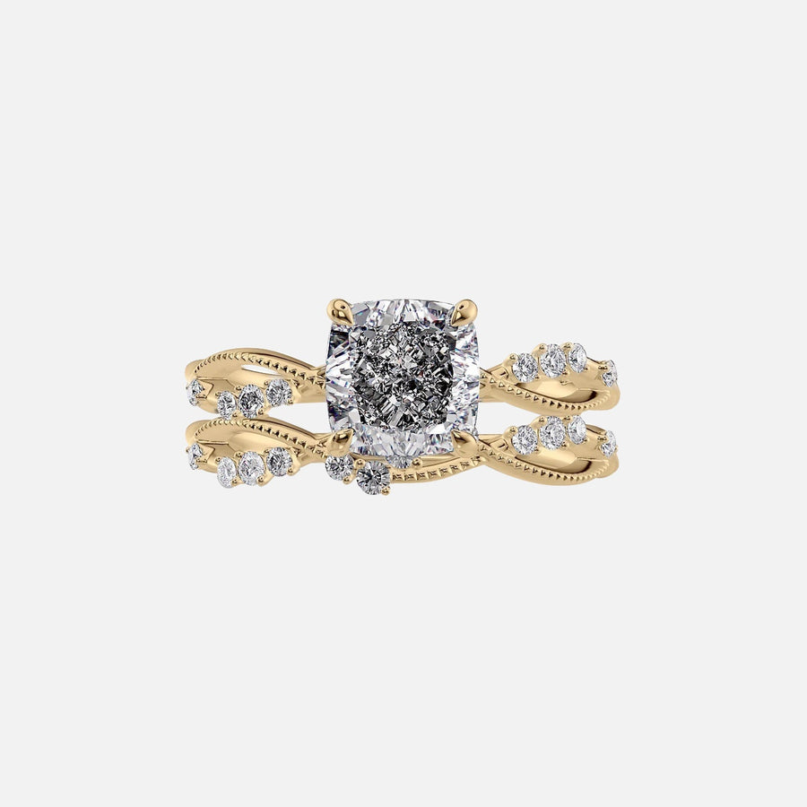  The Daisy Cushion Lab Diamond Ring 14k Yellow Gold 003