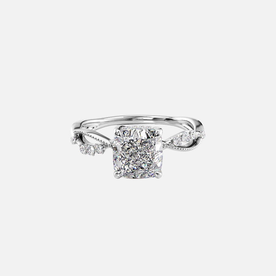  The Daisy Cushion Lab Diamond Ring 18k White Gold 001