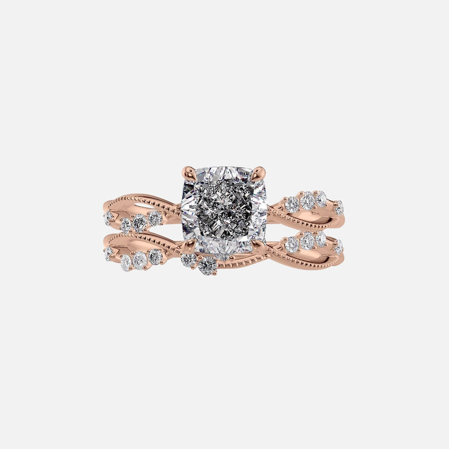 The Daisy Cushion Moissanite Ring 14k Rose Gold 003