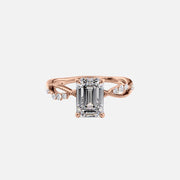  The Daisy Emerald Moissanite Ring 14k Rose Gold 001
