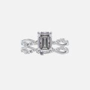  The Daisy Emerald Moissanite Ring 14k White Gold 003