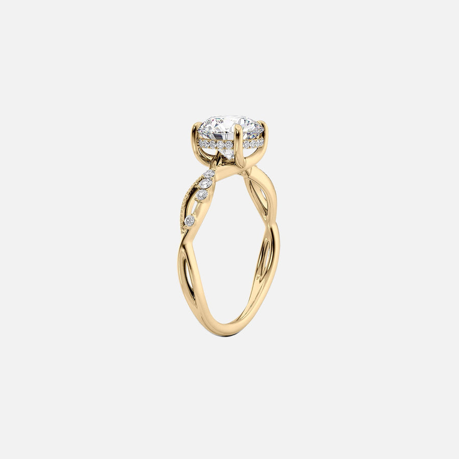  The Daisy Emerald Moissanite Ring 14k Yellow Gold 002
