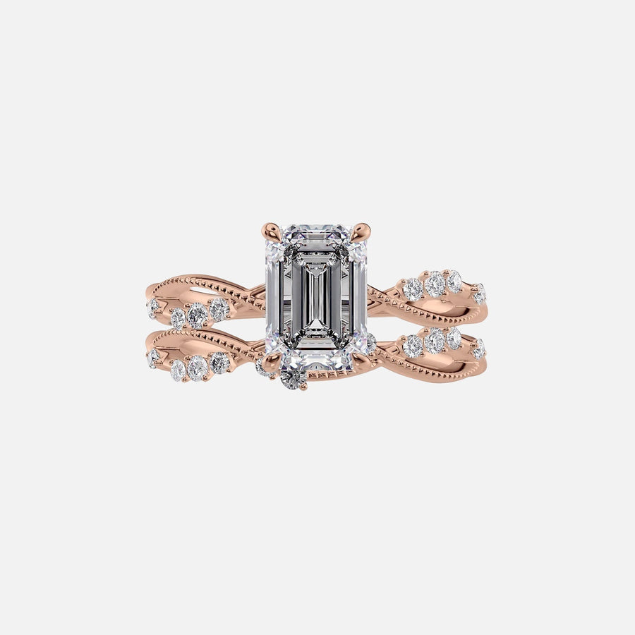  The Daisy Emerald Moissanite Ring 18k Rose Gold 003