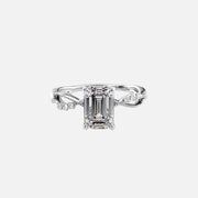  The Daisy Emerald Moissanite Ring 18k White Gold 001