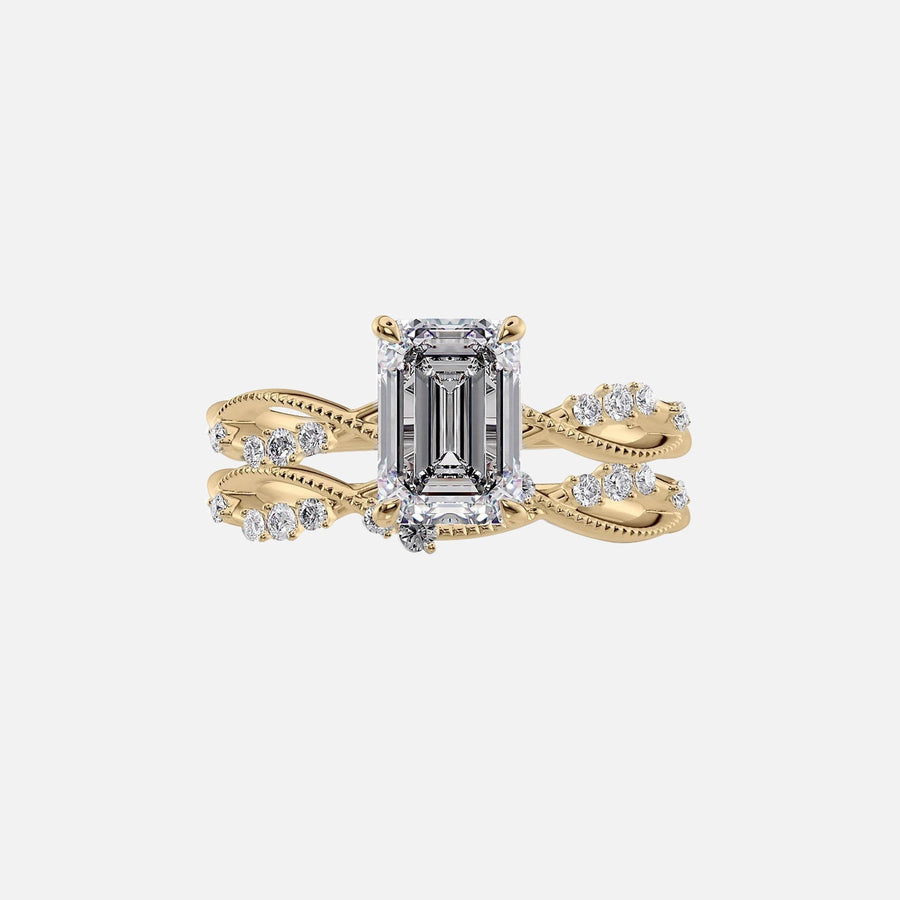  The Daisy Emerald Moissanite Ring 18k Yellow Gold 003