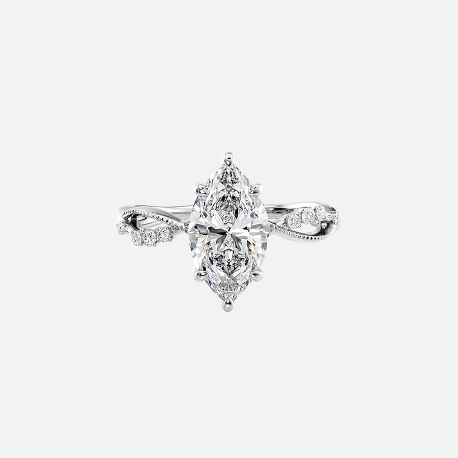  The Daisy Marquise Lab Diamond Ring 14k White Gold 001