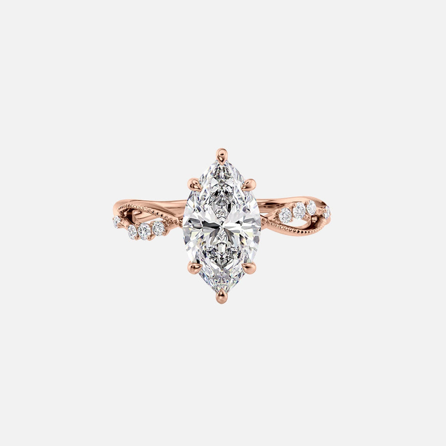  The Daisy Marquise Lab Diamond Ring 18k Rose Gold 001
