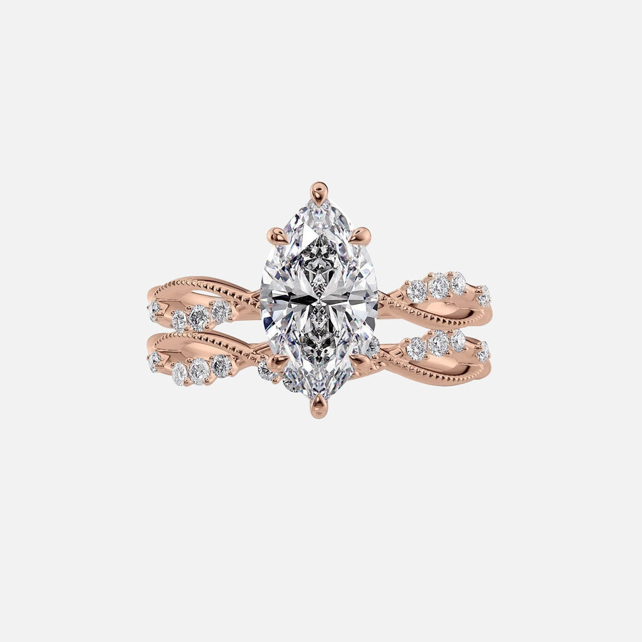  The Daisy Marquise Lab Diamond Ring 18k Rose Gold 003
