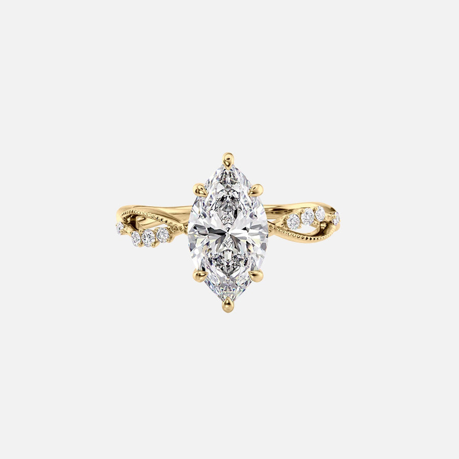  The Daisy Marquise Lab Diamond Ring 18k Yellow Gold 001