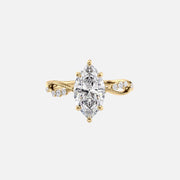 The Daisy Marquise Moissanite Ring 14k Yellow Gold 001