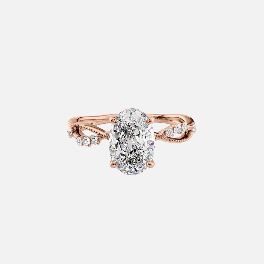  The Daisy Oval Lab Diamond Ring 14k Rose Gold 001