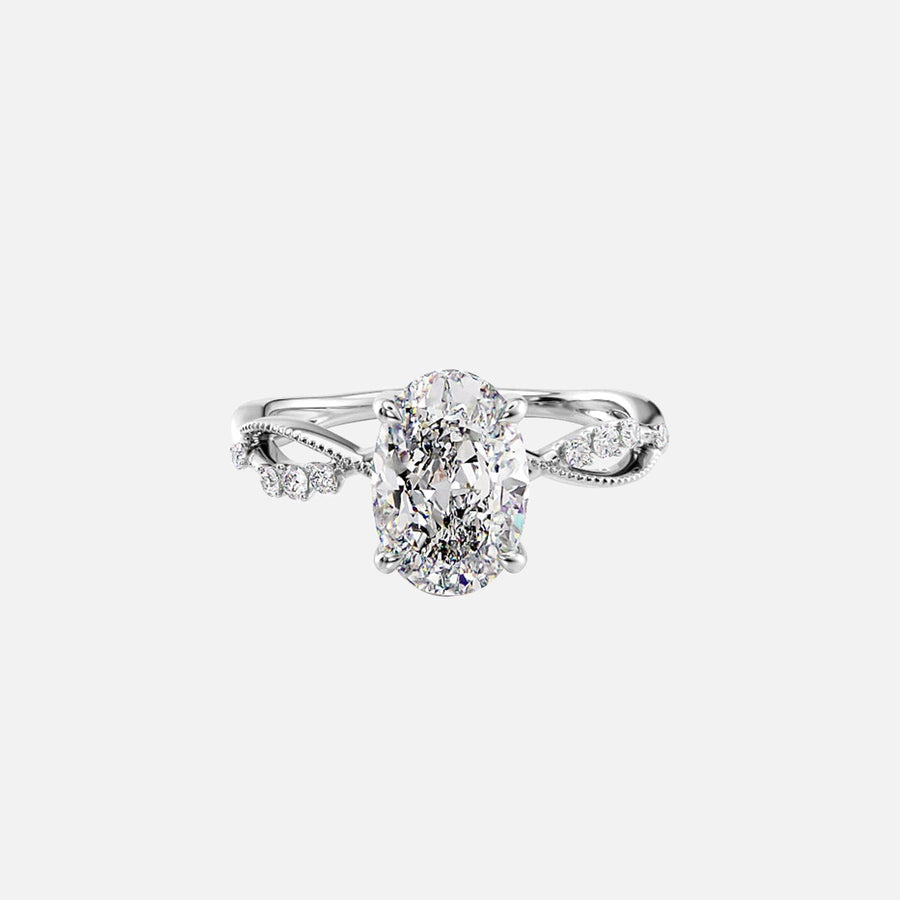  The Daisy Oval Lab Diamond Ring 18k White Gold 001