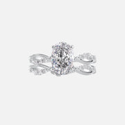  The Daisy Oval Lab Diamond Ring 18k White Gold 003