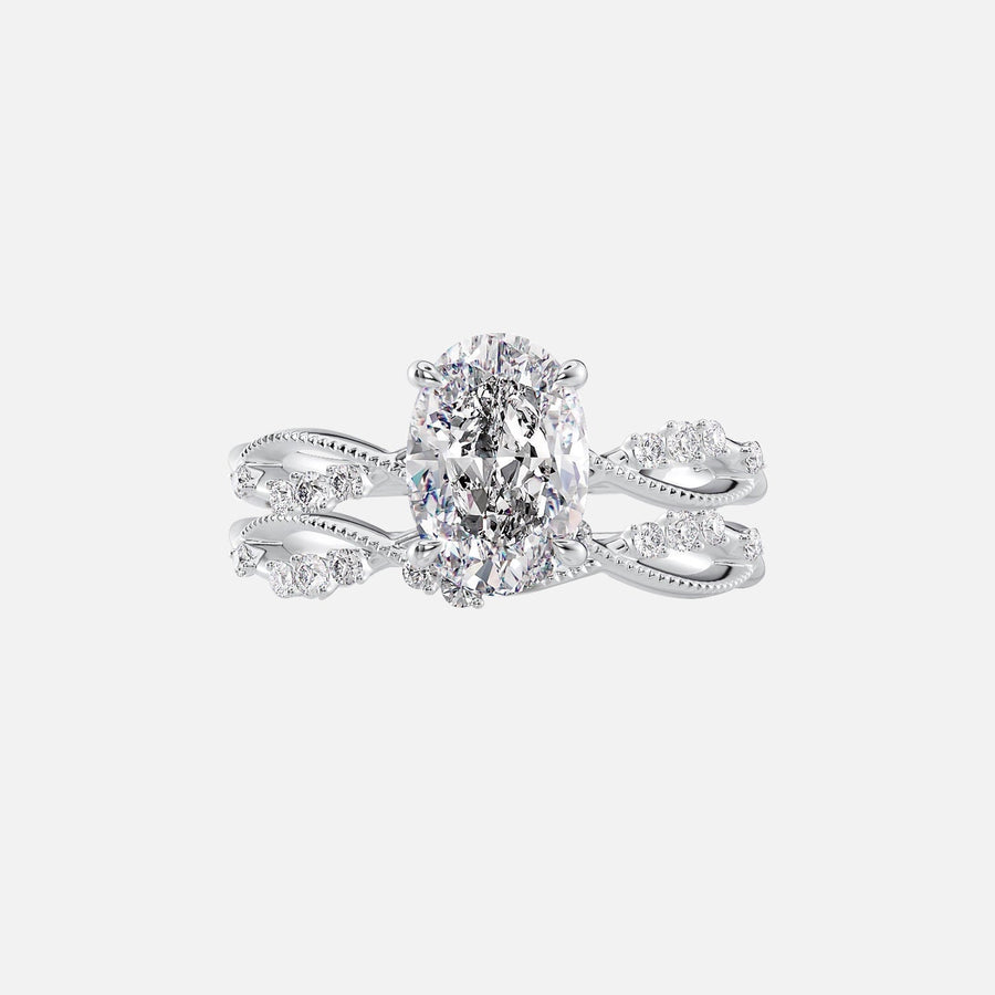  The Daisy Oval Lab Diamond Ring 18k White Gold 003