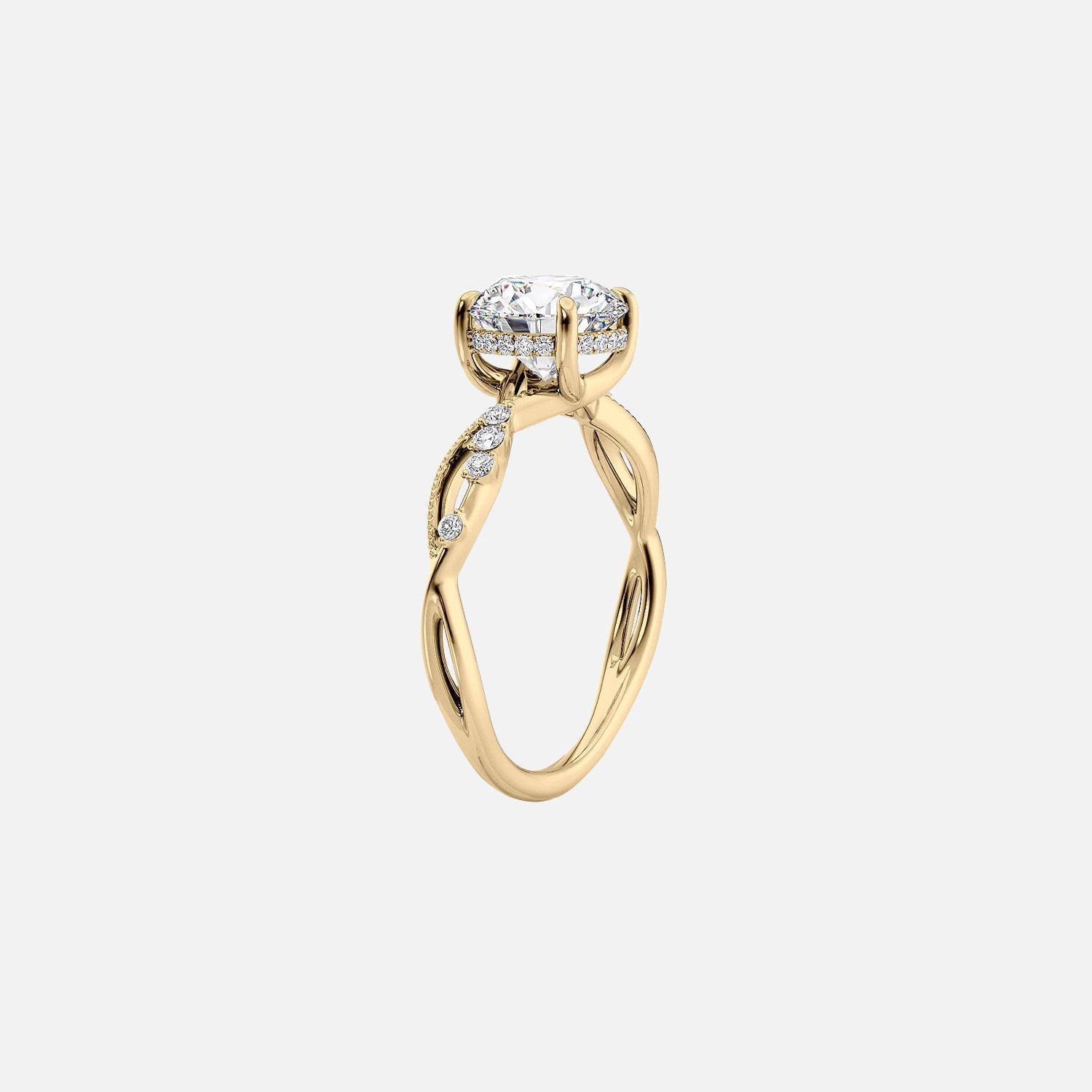  The Daisy Oval Moissanite Ring 14k Yellow Gold 002