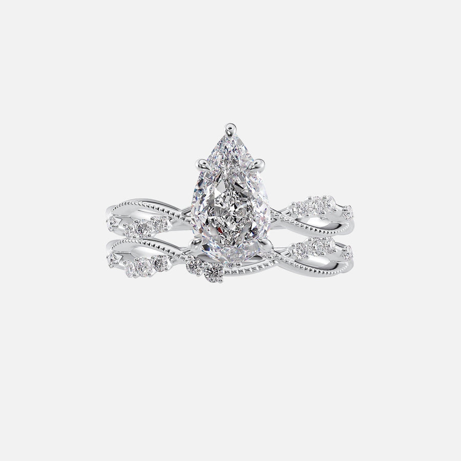  The Daisy Pear Lab Diamond Ring 14k White Gold 003