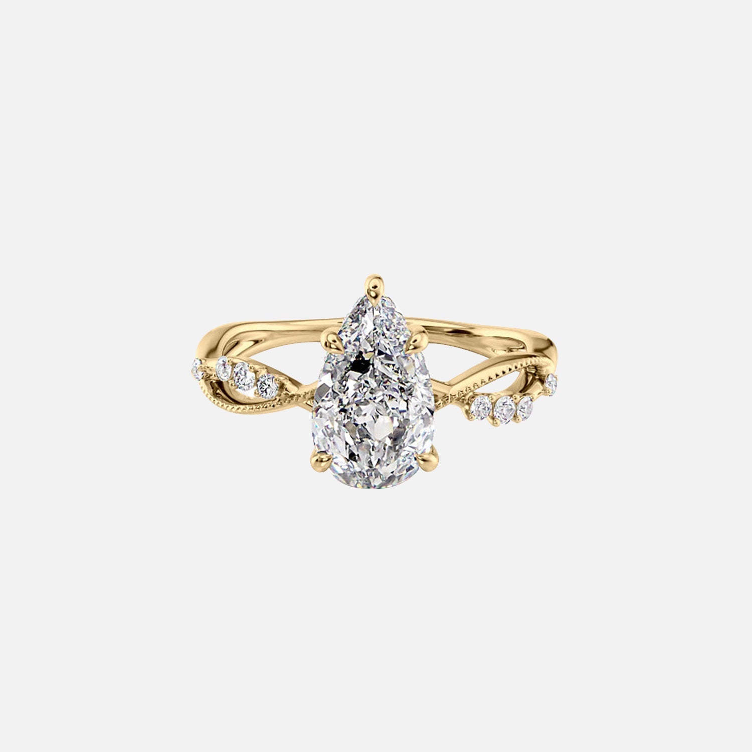 The Daisy Pear Moissanite Ring 14k Yellow Gold 001