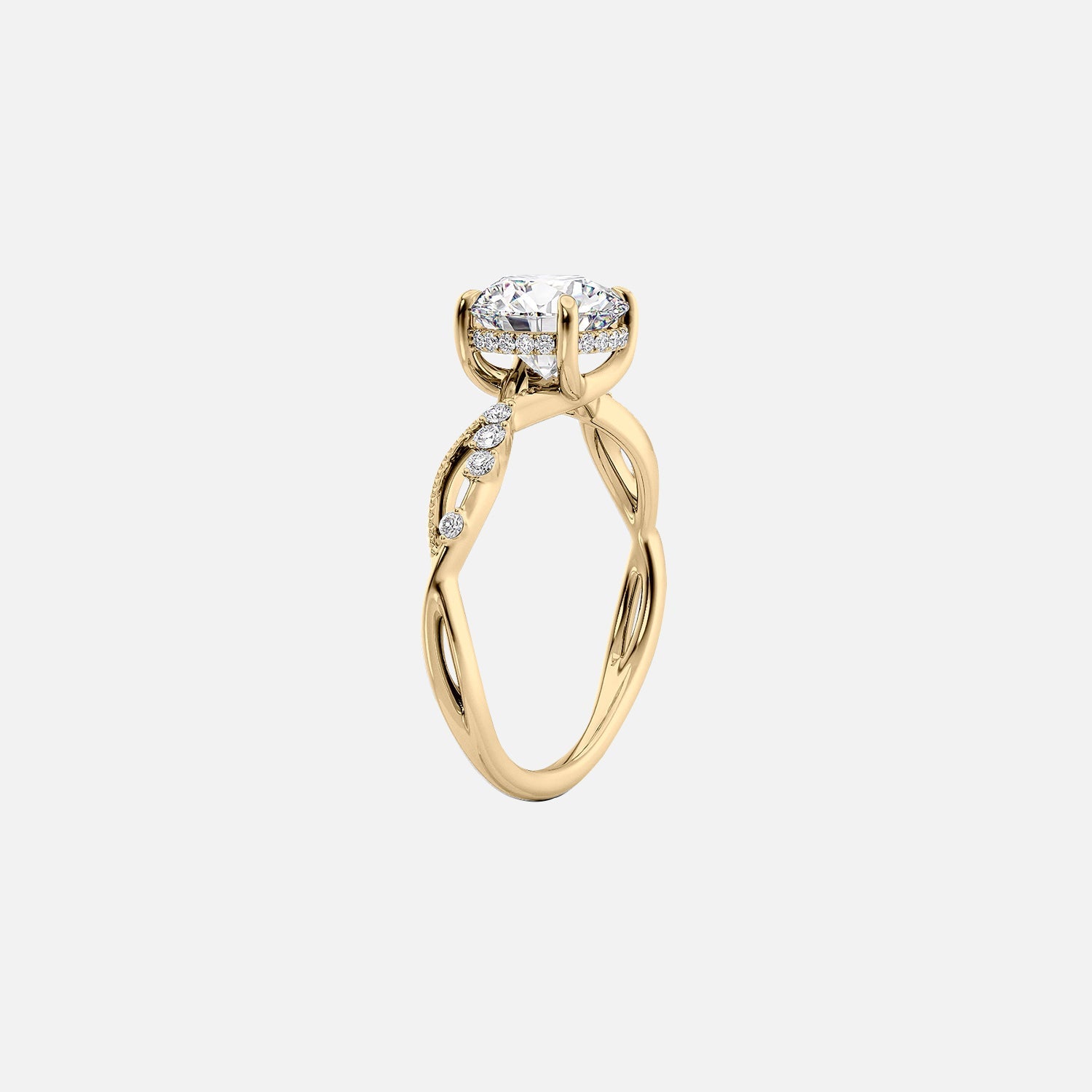  The Daisy Pear Moissanite Ring 14k Yellow Gold 002