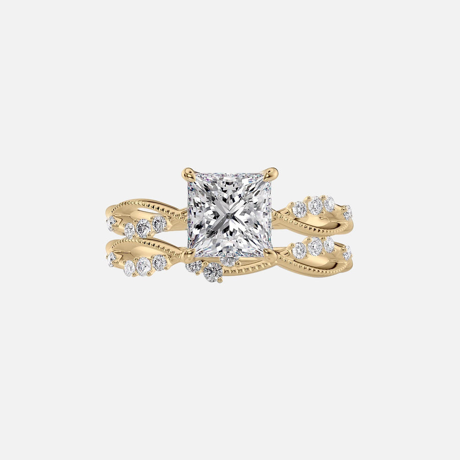  The Daisy Princess Lab Diamond Ring 18k Yellow Gold 003